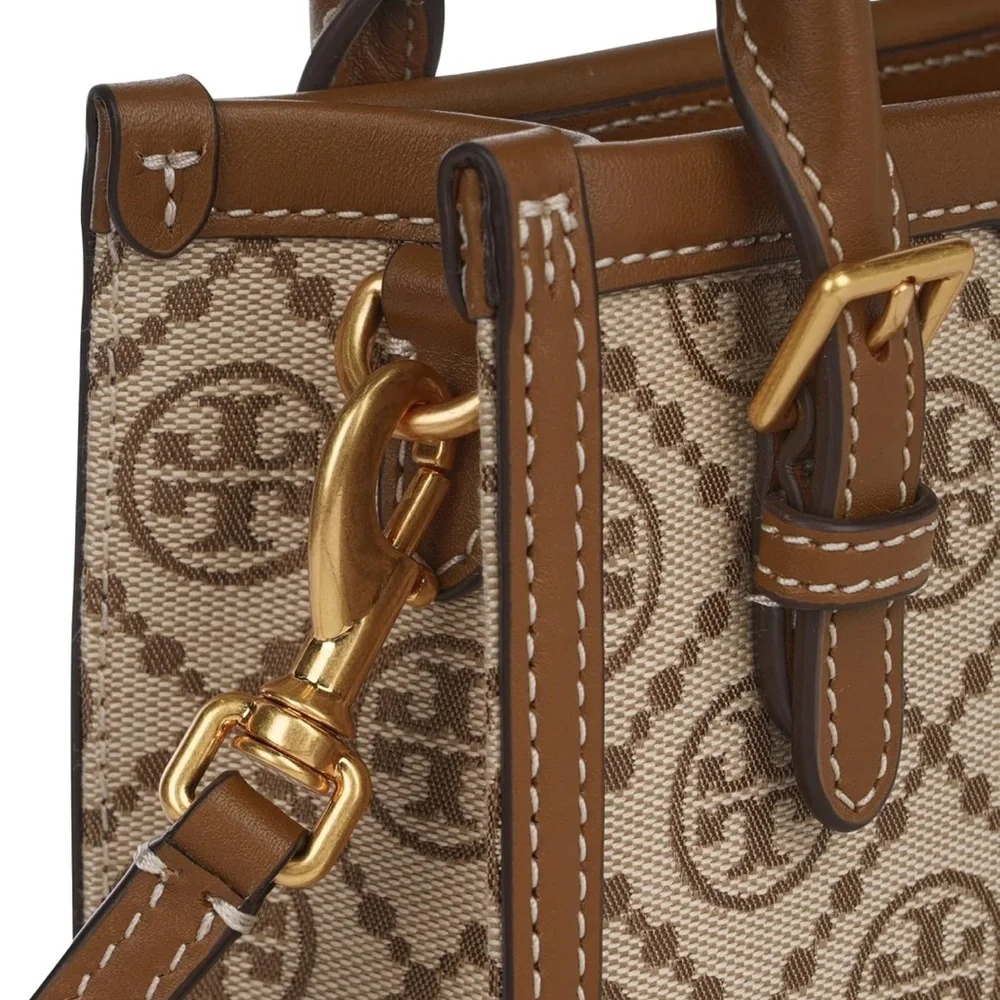 Tory Burch Jacquard Mini Tote, Light Brown, Hazel, HAZELNUT NWOT